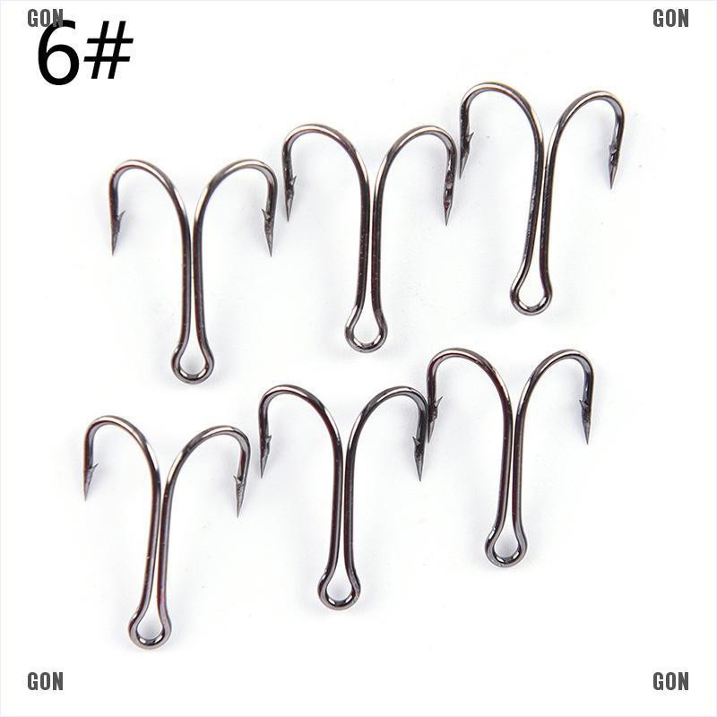 GON 50pcs Dual High Carbon Steel Black Fishing Hooks Double anchor hook Saltwater