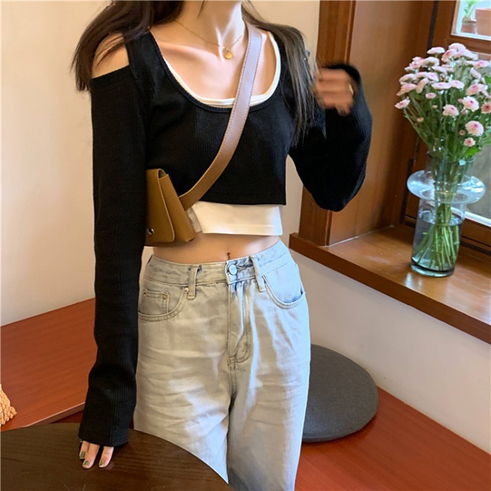 【SALE】Korean Long Sleeves Off Shoulder Blouse Atasan Lengan Panjang C692