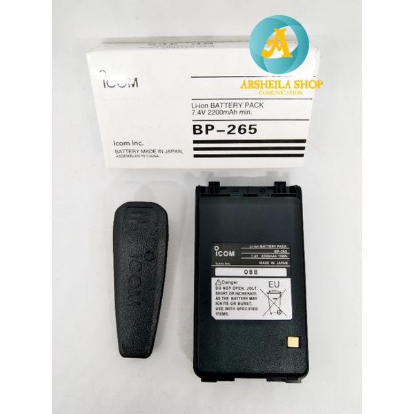 Batre ht icom v80 BP 265 lithium promo murah free beltclip