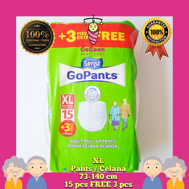 Popok Lanjut Usia Dewasa Sensi Gopants XL 15+3 XL15+3 Tipe Celana