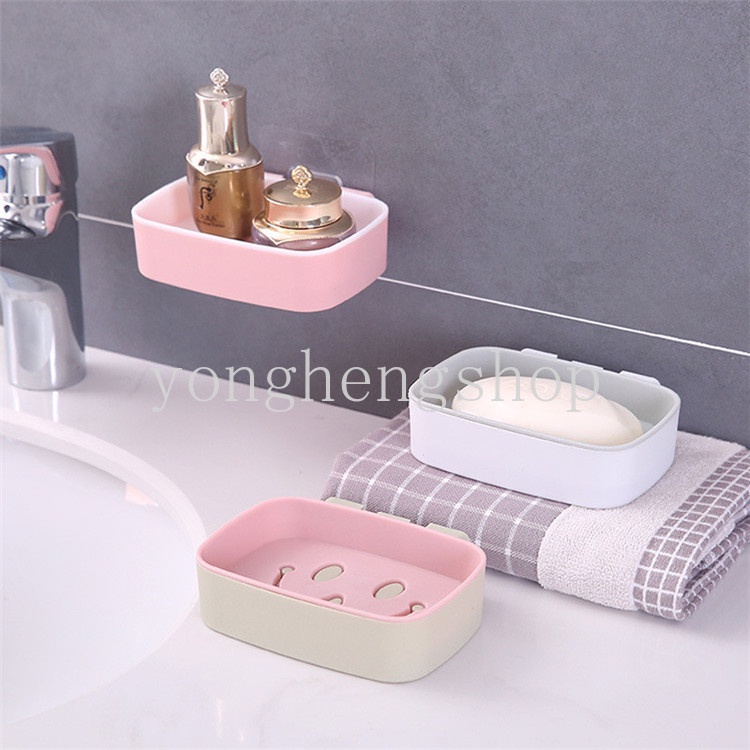 Rak Holder Sabun Dua Lapis Motif Kartun Wajah Tersenyum Untuk Kamar Mandi