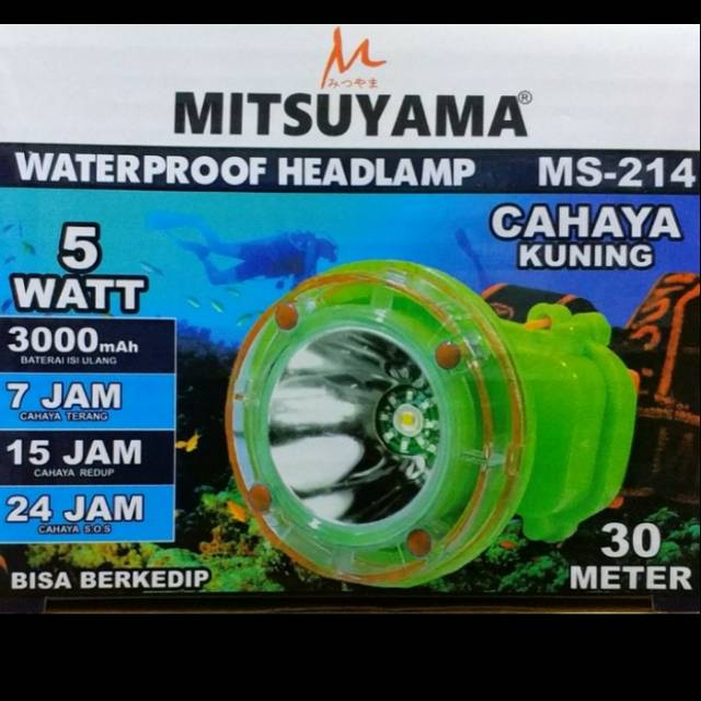 Senter Kepala Selam Mitsuyama MS-224 Cahaya Kuning