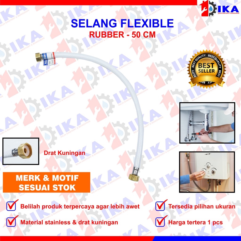 SELANG FLEXIBLE ANYAM 30 40 50 CM + PENGENCANG UNTUK WASTAFEL JET CLOSET PANAS DINGIN DRAT