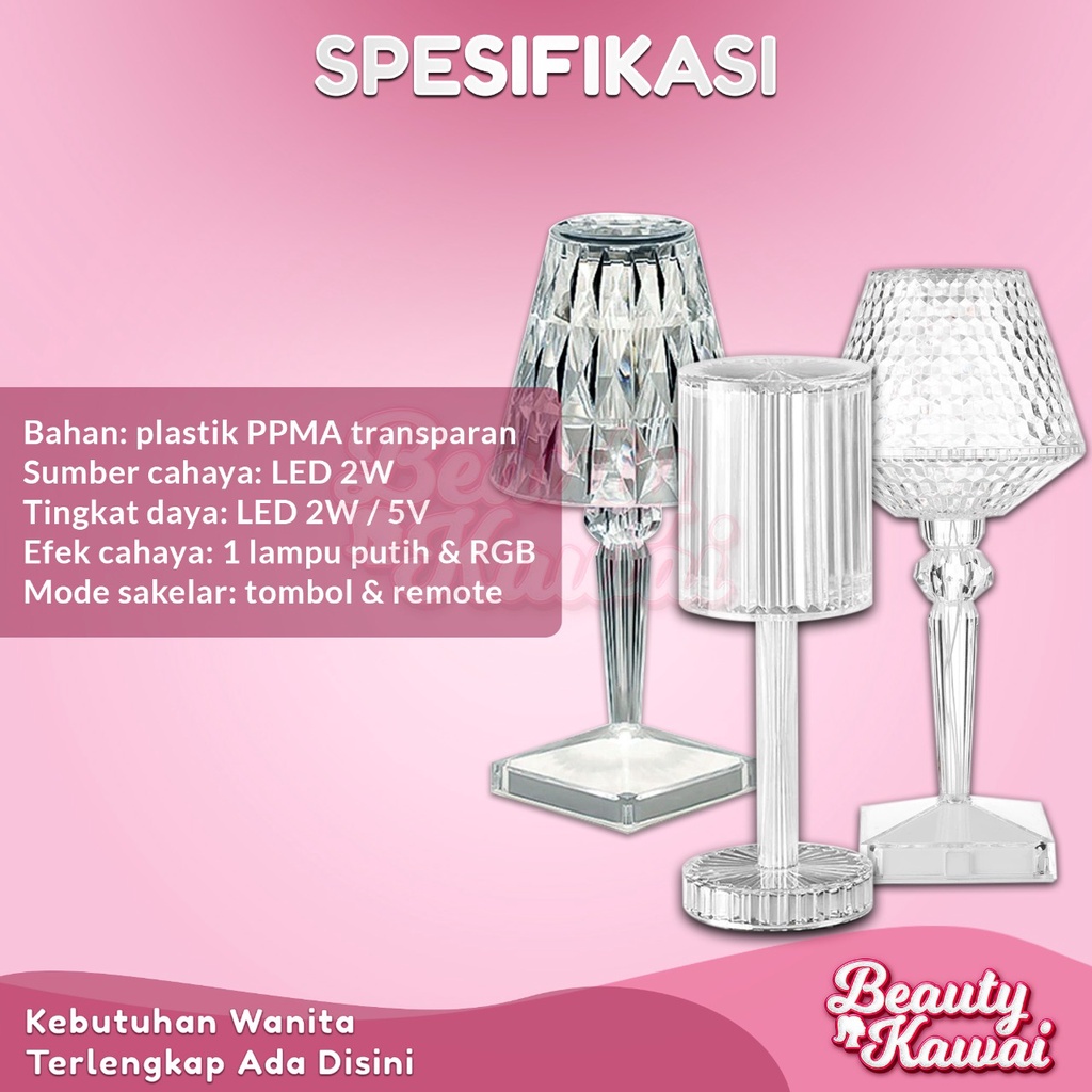 Lampu Meja Hias Kristal Led Perlengkapan Rumah Lighting Modern