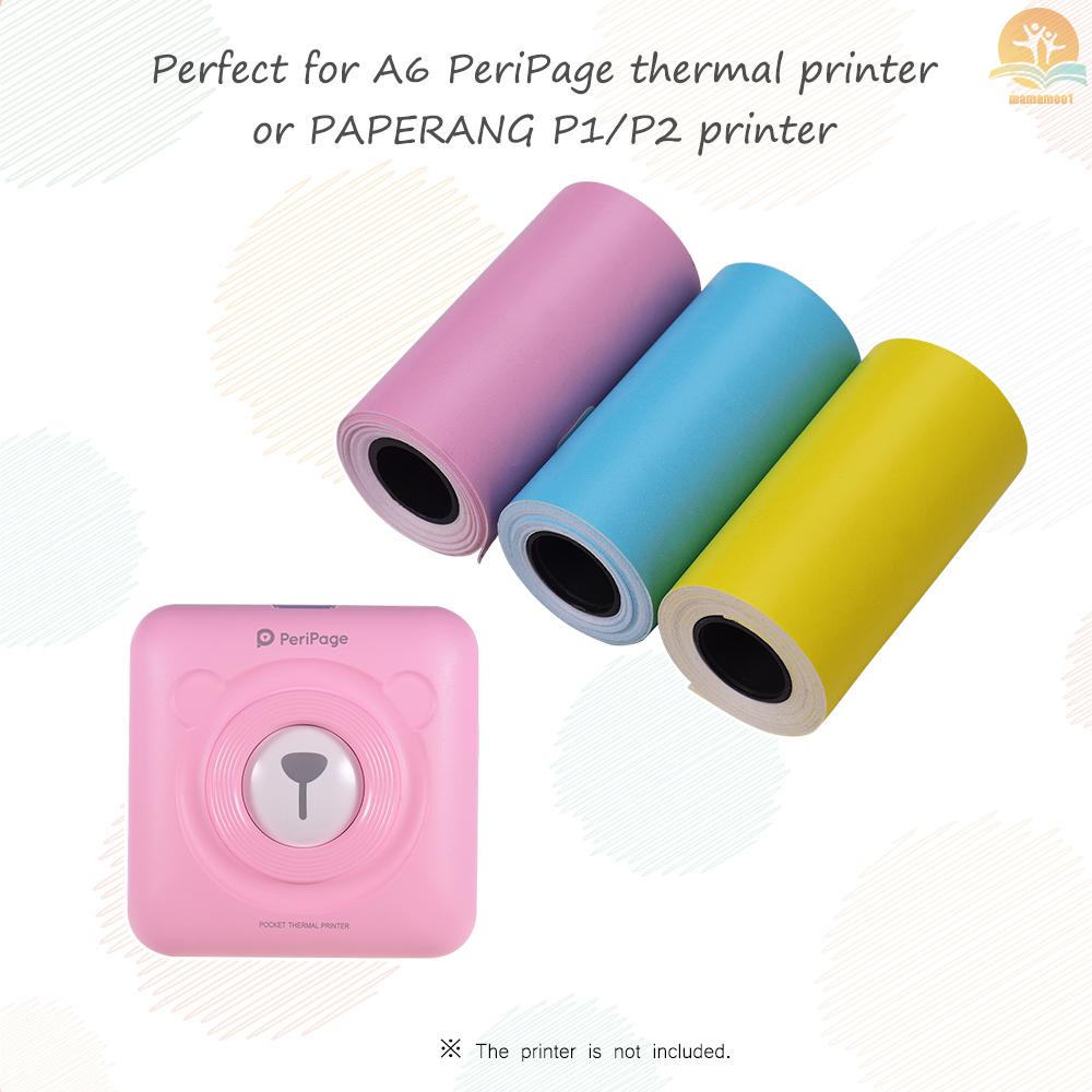 Printable Color Sticker Paper Roll Direct Thermal Paper with Self-adhesive 57*30mm(2.17*1.18in) for PeriPage A6 Pocket Thermal Printer for PAPERANG P1/P2 Mini Photo Printer, 3 Rolls