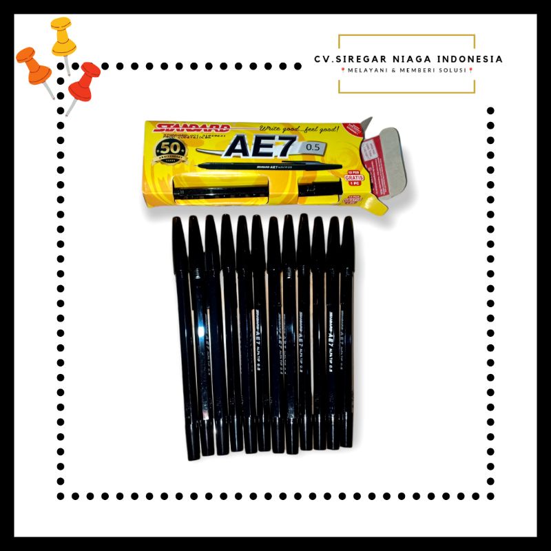 

(1 Pack) Pulpen Standar / Pena / Bulpen / Bolpoin Pen Standard AE7 0.5mm ORI Murah Berkualitas