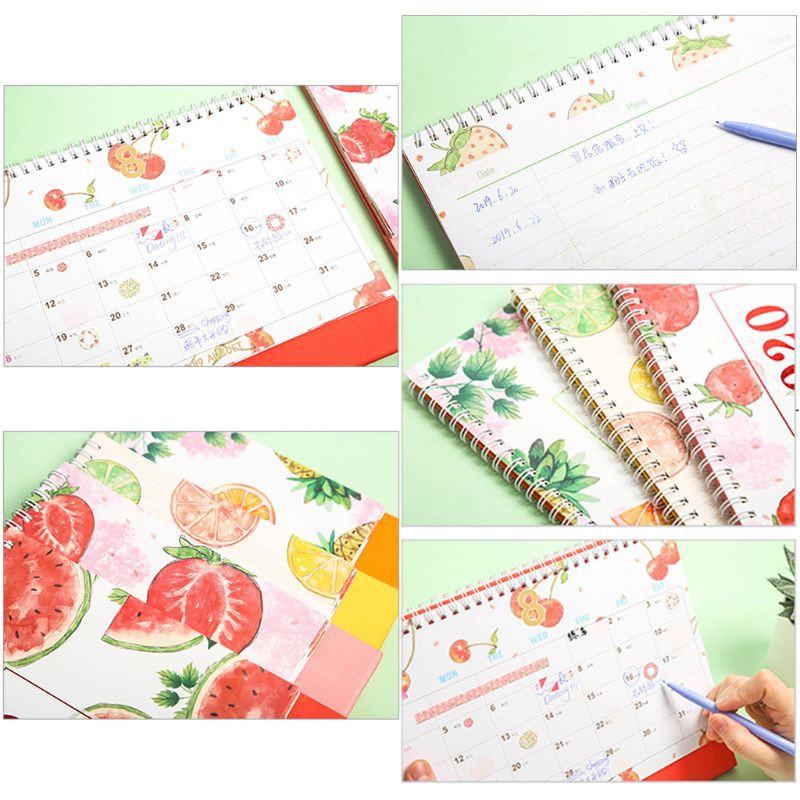 

Free Ongkir ya Fresh Fruit Pattern Desktop Standing Paper 2020 Double Coil Calendar Memo Daily