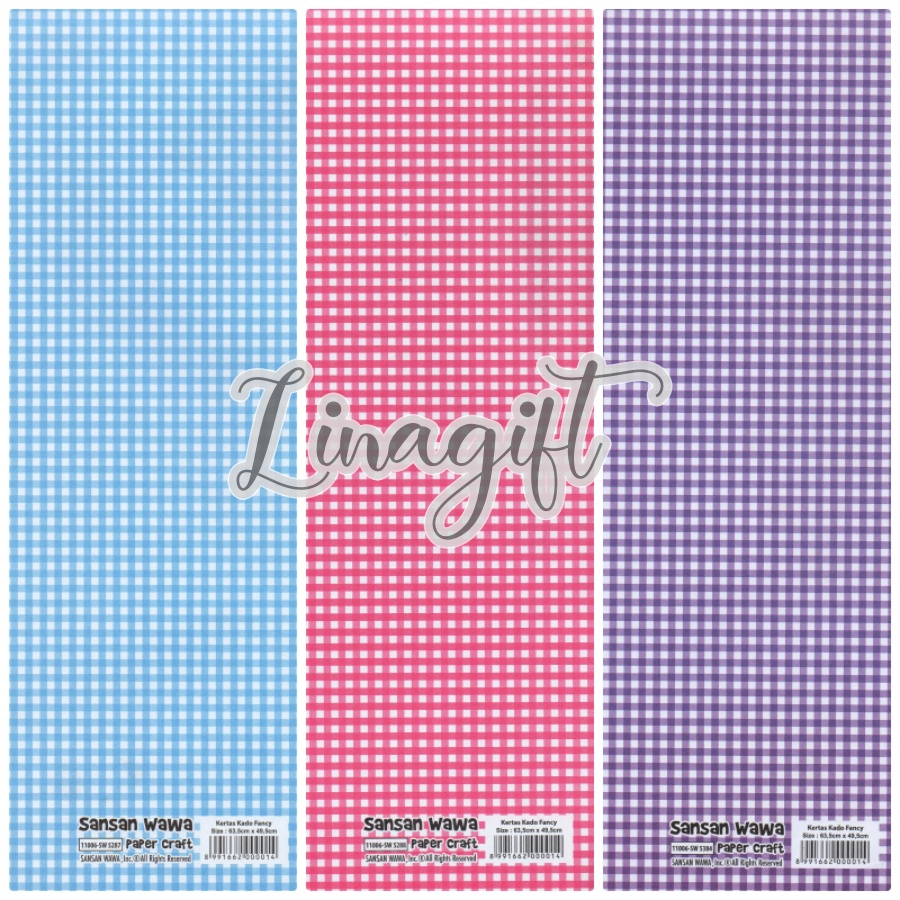 ( 5 Lembar ) KOTAK SANWA - KERTAS KADO - GIFT WRAP PAPER SANSAN WAWA NETRAL VINTAGE CHECKERED KOTAK