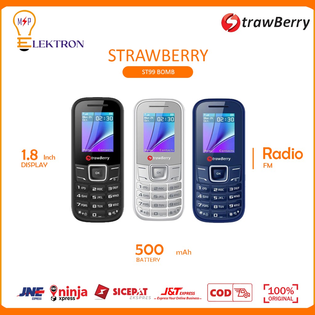 HANDPHONE CANDYBAR MODEL STRAWBERRY BOMB ST99 HP DUAL SIM GSM PONSEL BLUETOOTH FM RADIO