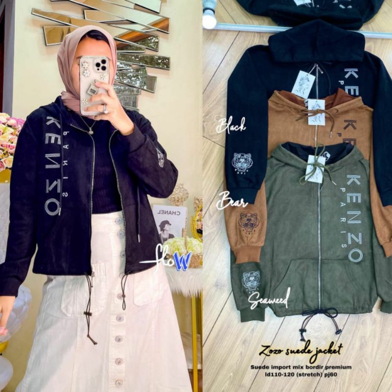 ZOZO JAKET BY FLOW JAKET WANITA SUEDE IMPORT MIX BORDIR PREMIUM LD 110
