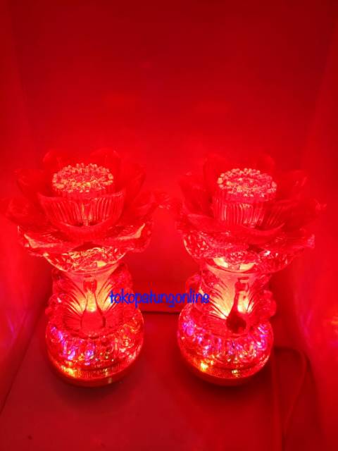 Lampu Sembahyang Teratai Led Kaki Menyala Full Uk 20cm