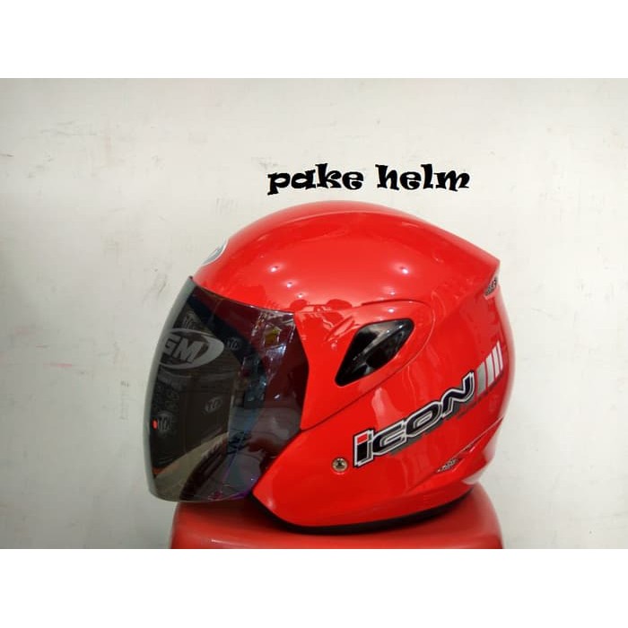 BEST QUALITY HELM GM ICON SOLID MERAH FERRARI HALF FACE