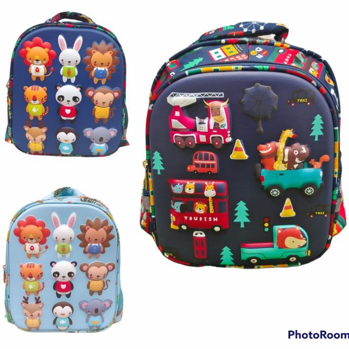 tas anak TK timbul motif animal import HSD