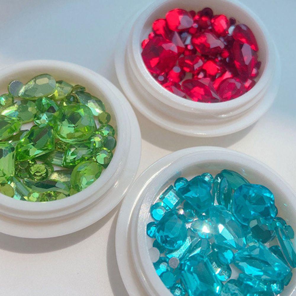 Mxbeauty Jantung Nail Art Rhinestones Fashion Jepang Cinta Hati Air Drop Berbentuk Manicure Aksesoris Persegi Panjang 3D Perhiasan Kuku