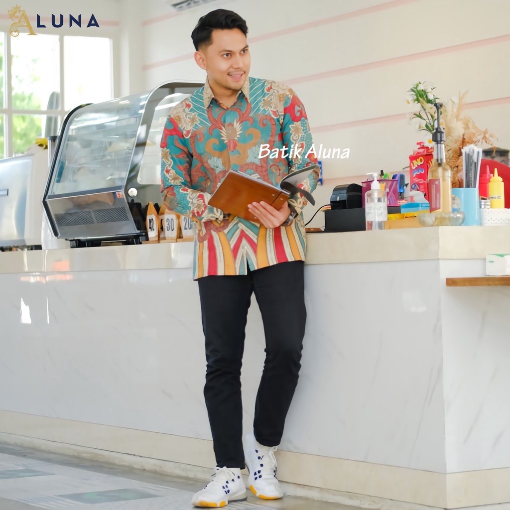 KEMEJA BATIK PRIA PREMIUM LENGAN PANJANG REGULAR BATIK ALUNA PCW 071