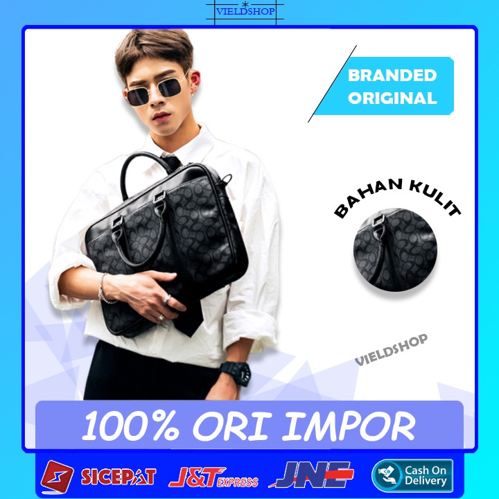 I5 TAS KANTOR KERJA SELEMPANG LAPTOP SLEMPANG KULIT ANTI AIR IMPORT ORIGINAL BRANDED PRIA COWOK