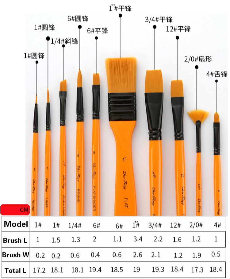 10pcs/set Art Paint Brushes Set with Carrying Case for Kids Artists Acrylic Oil Watercolor Gouache Painting