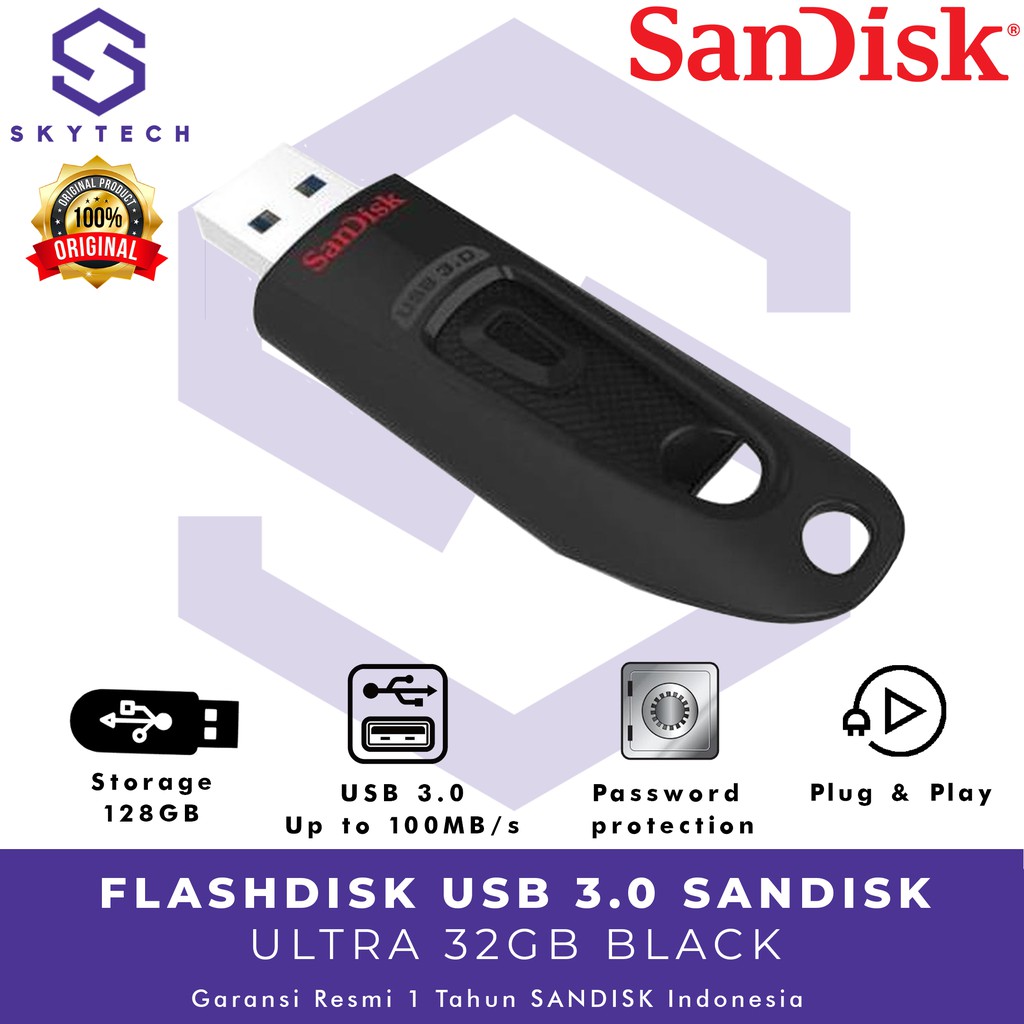 FLASHDISK SANDISK 32GB UP TO 100MB/s CZ48 ORIGINAL GARANSI RESMI