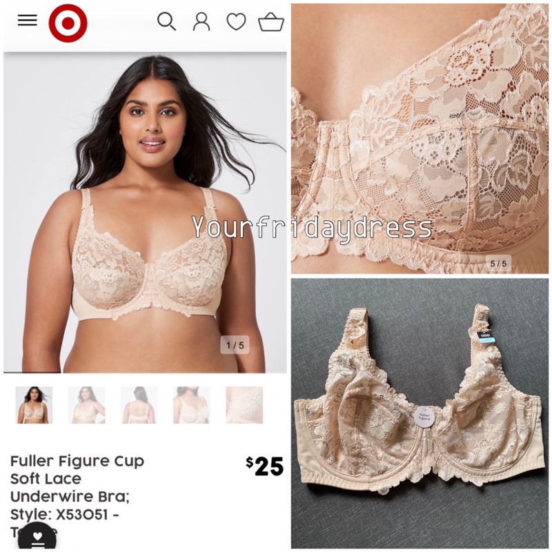 Target fuller figure soft lace underwire bra  unpadded australia floral big size feminine look mesh 
