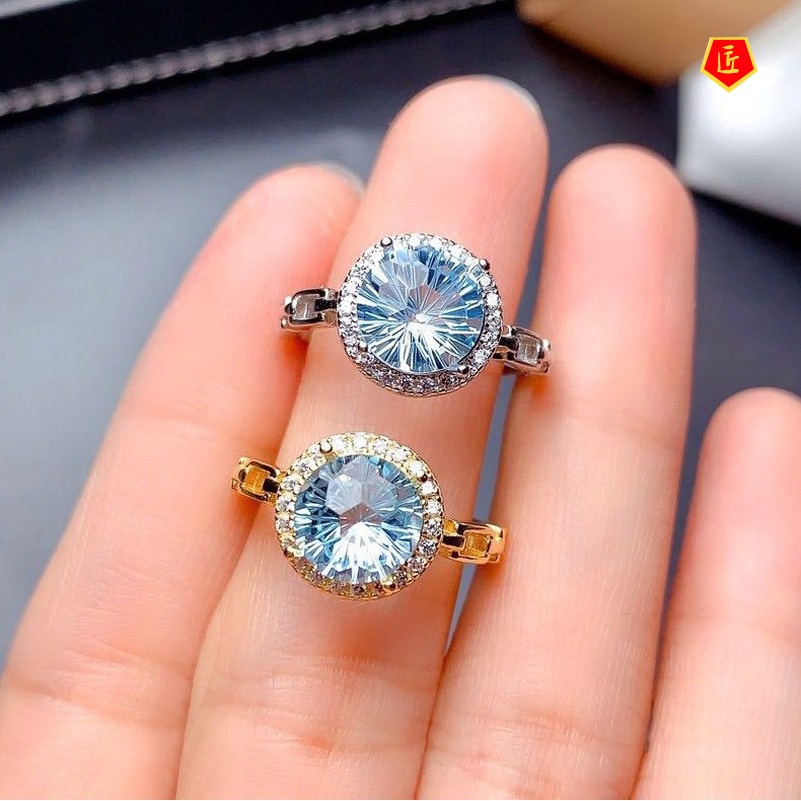 [Ready Stock]Elegant Creative Pt950 Natural Blue Topaz Ring for Women
