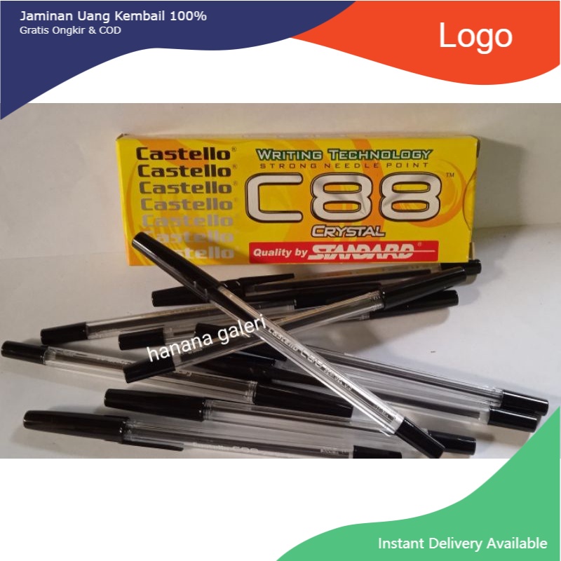 

Pulpen/Ballpoint/Pena Castello C88 Crystal Standard 1 PAK ISI 12 PCS