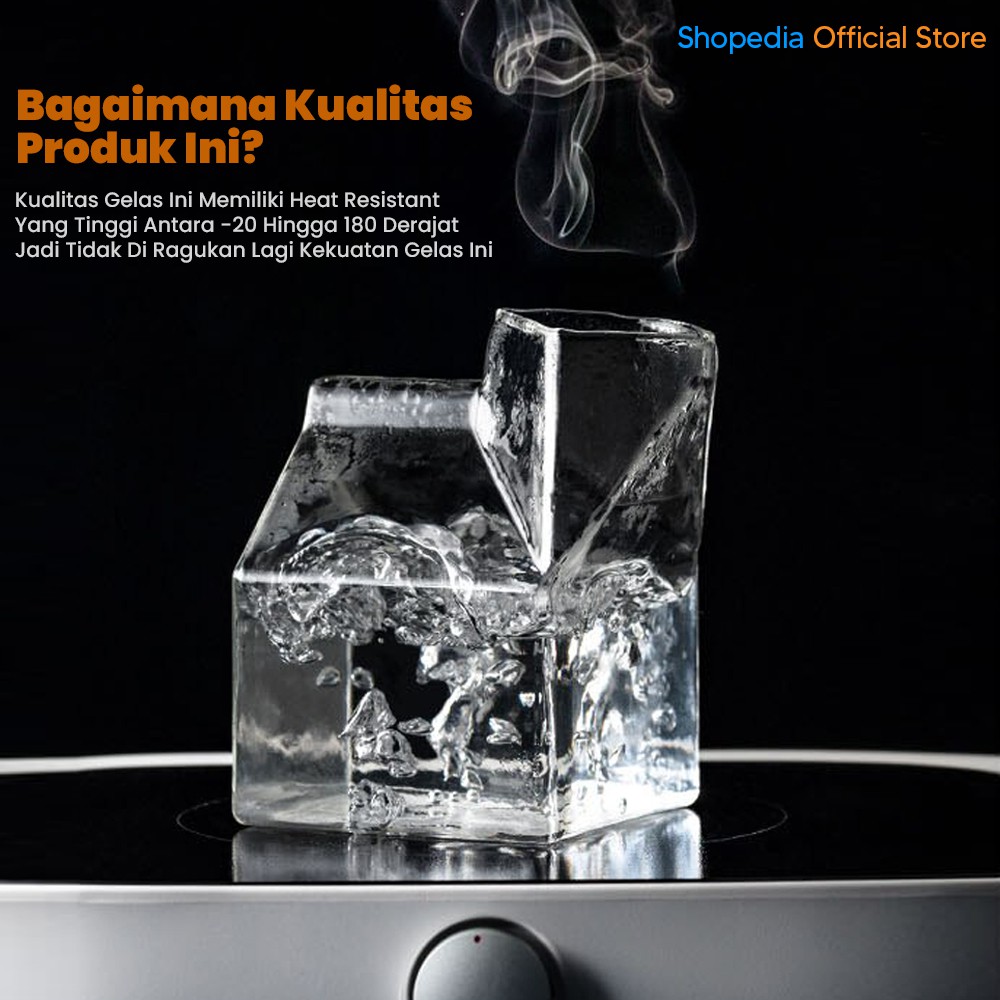 Gelas Kopi Estetik Kaca Desain Unik Kotak Susu Mug Coffe 300ML-2