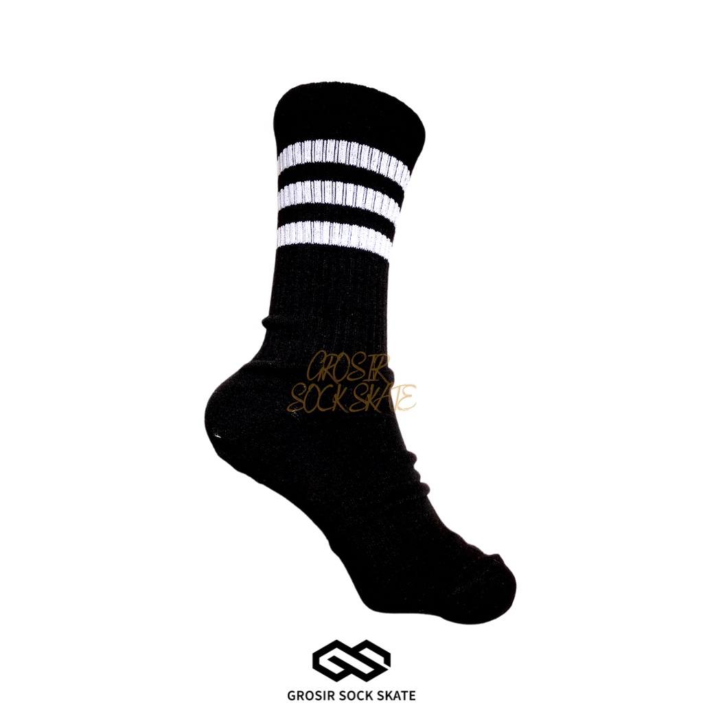 KAOS KAKI OLD SCHOOL HITAM STRIPE PUTIH