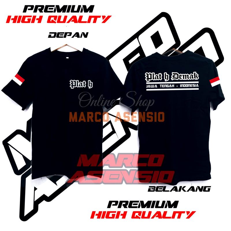 KAOS PREMIUM FASHION PRIA MAUPUN WANITA TULISAN PLAT H DEMAK | MA10