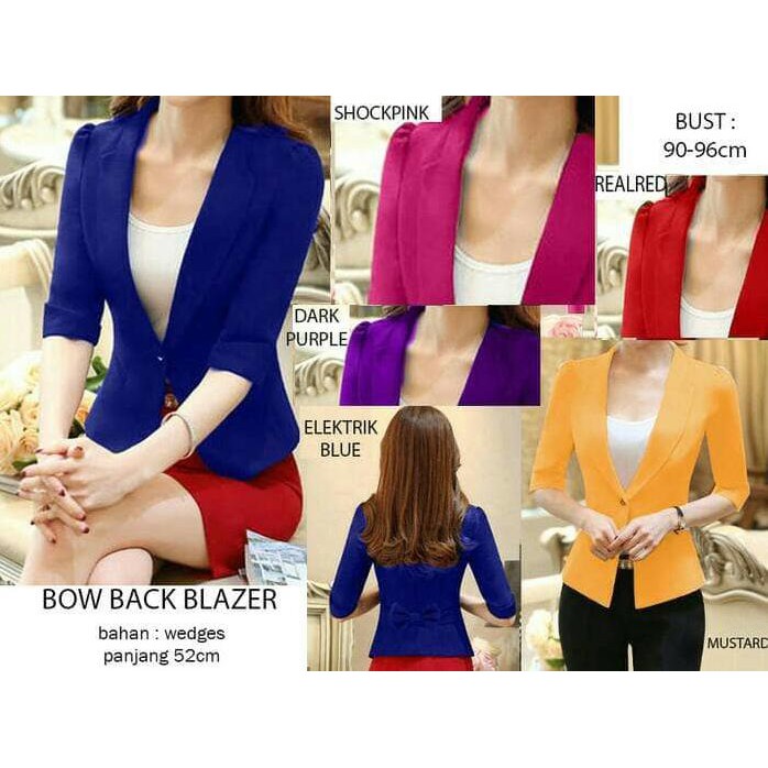 Blazer Jas Kantoran Wanita / Outwear Jas Hitam Biru Hijau Pink Wanita