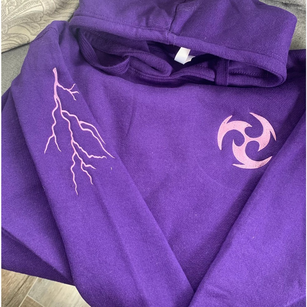 Hoodie Genshin Impact Electro Embroidery Anime Manga Gaming Unisex Premium