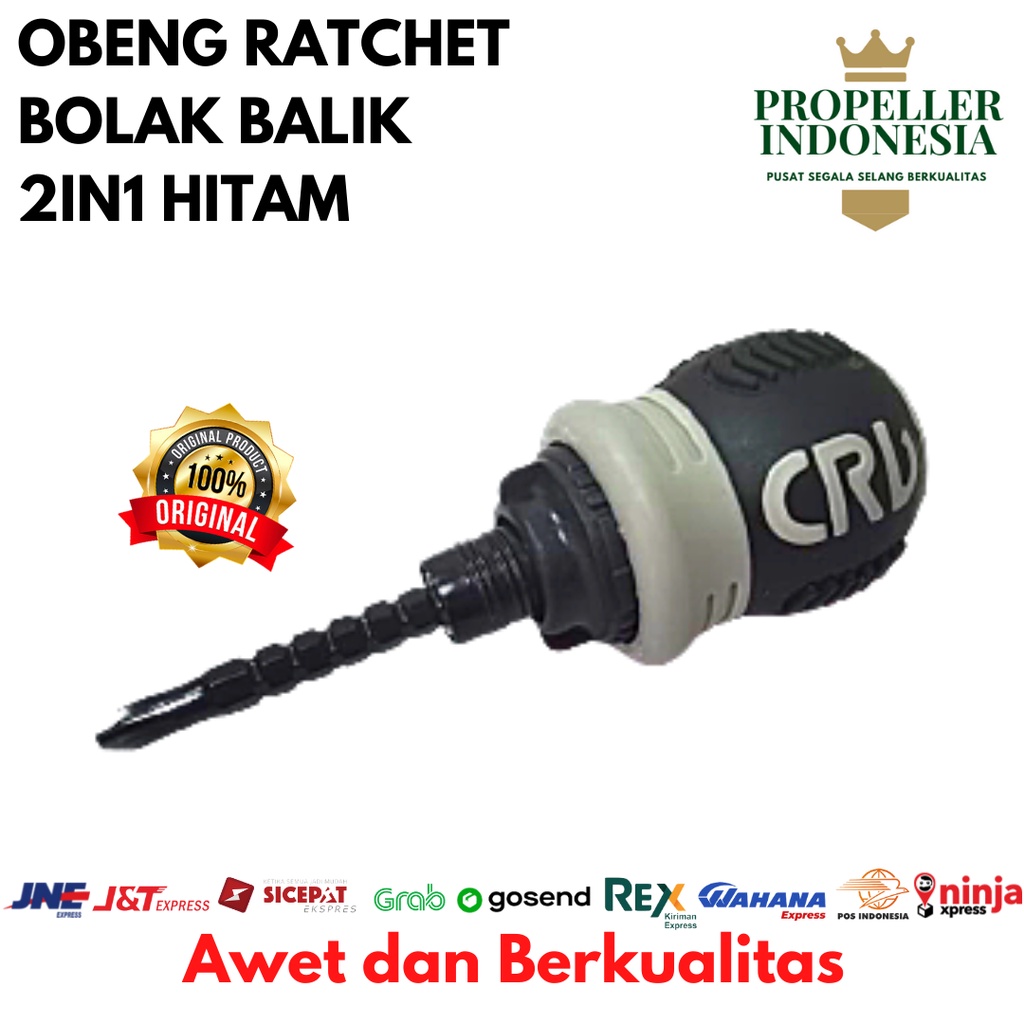 Obeng Rachet Hitam Obeng Bolak Balik 2in1 Obeng 2 Way Obeng Mini Cebol