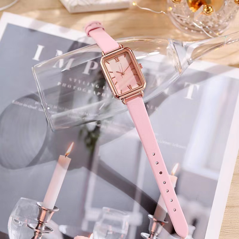 COD✅ Jam Tangan Wanita Kulit Kotak Analog Fashion Watch Gaya Korea JamTangan Hijau Kecil Harga Murah   S1212