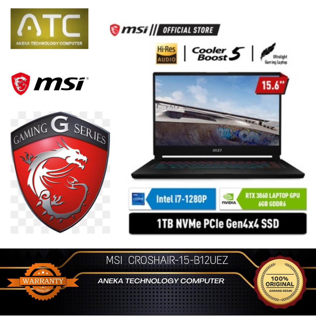 MSI CROSSHAIR 15 B12UEZ GeForce RTX™ 3060 - i7-12700H 16GB 1TB