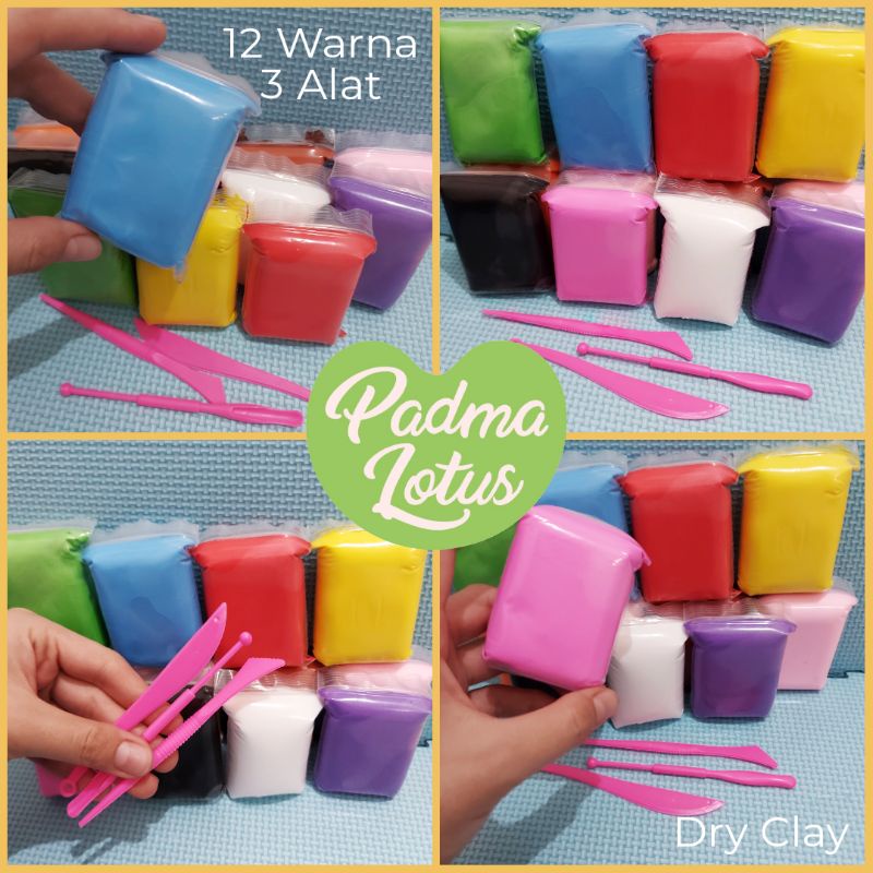 Dry Clay isi 12warna Mainan Anak Mainan Edukasi klei playdoh kering