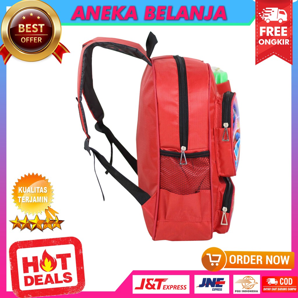 Tas Ransel Anak Casual Keren Gambar Kartun Spiderman Merah Lucu Bonus Botol Minum Tas Sekolah TK SD