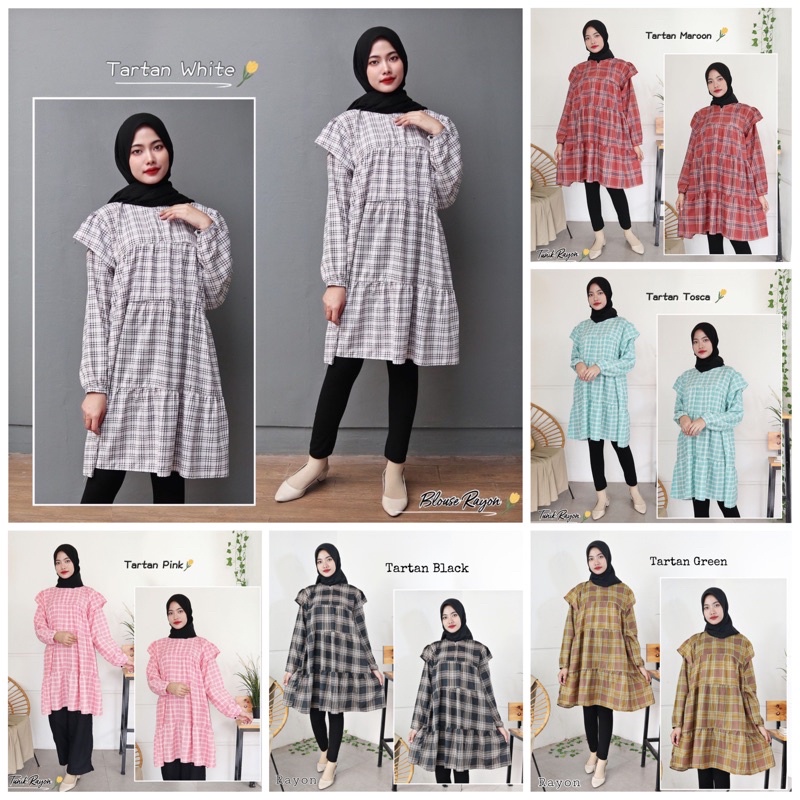 IZANY Blouse Atasan Tunik Wanita XL Lengan Ruffle  RAYON