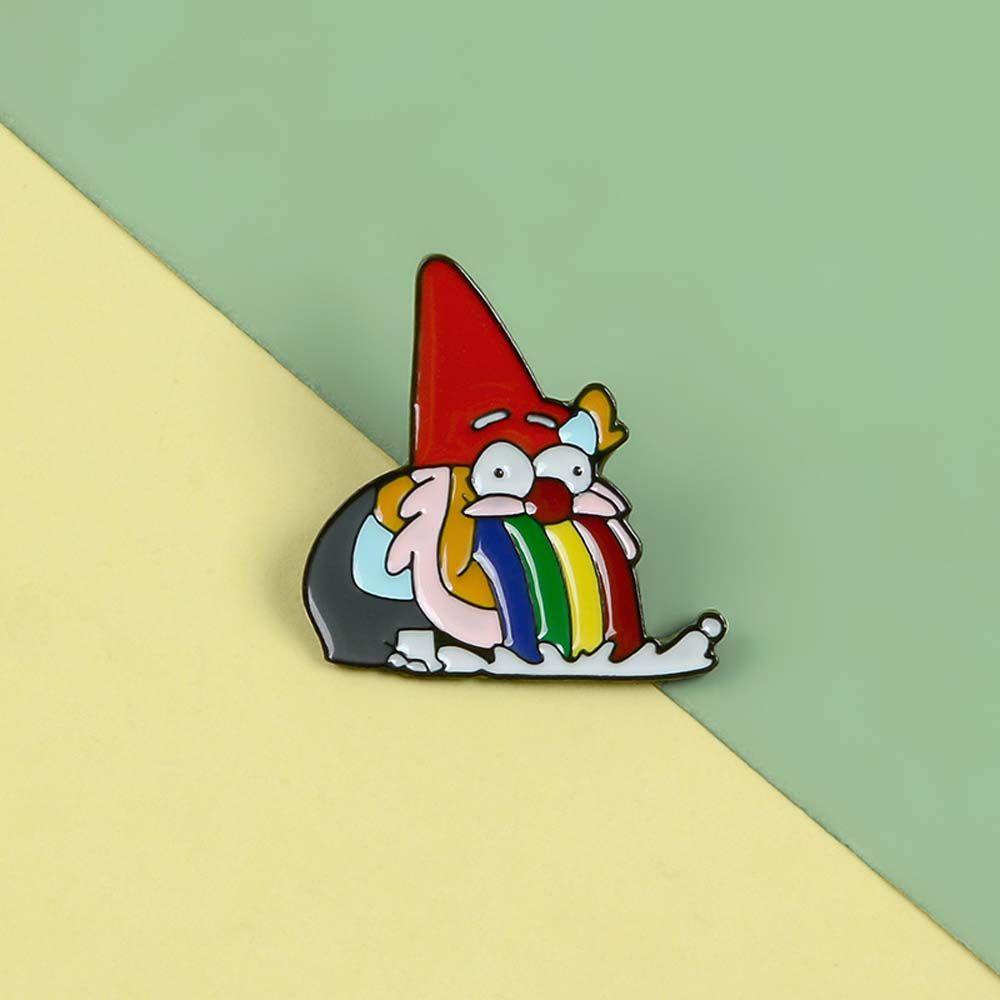 SKJK   Dwarf Bros Lucu Kerah Bros Rainbow Vomit Dwarf Rainbow Lucu Travel Commemorative Badge Pin Enamel Pin