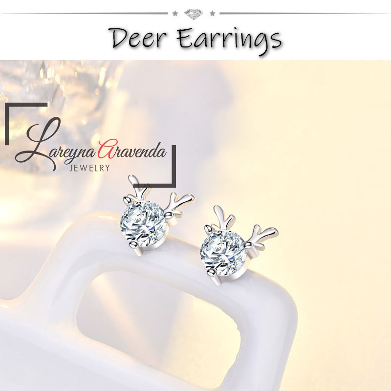 Anting Wanita Silver S925 Model Deer Diamond Earrings AT019