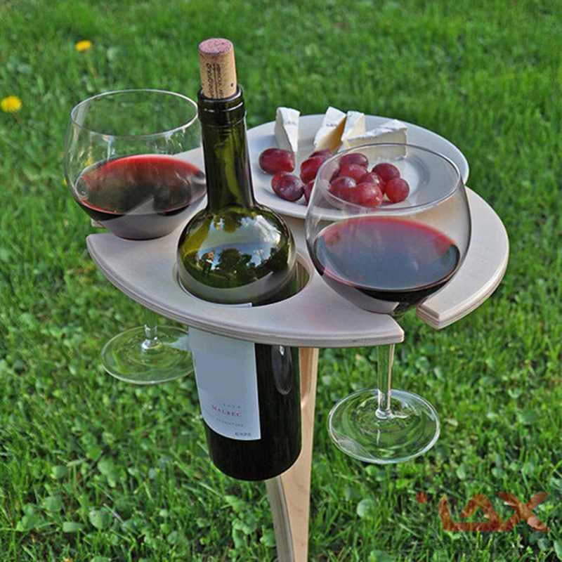 Purplepure Meja Mini Outdoor Taman Foldable Picnic Wine Table - KT007 Warna Wood
