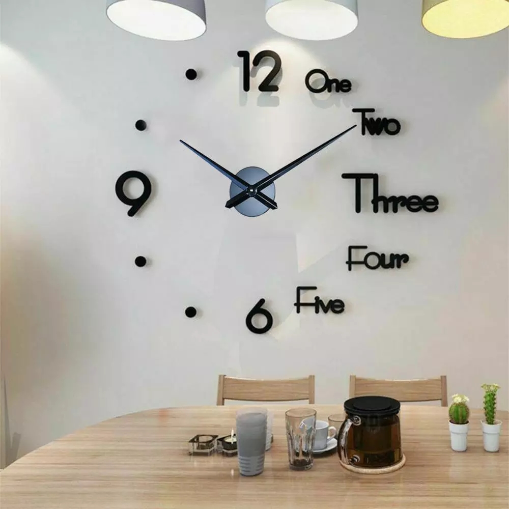 Stiker Jam Dinding 3d Ukuran Besar Bahan Akrilik Untuk Dekorasi Rumah / Kantor