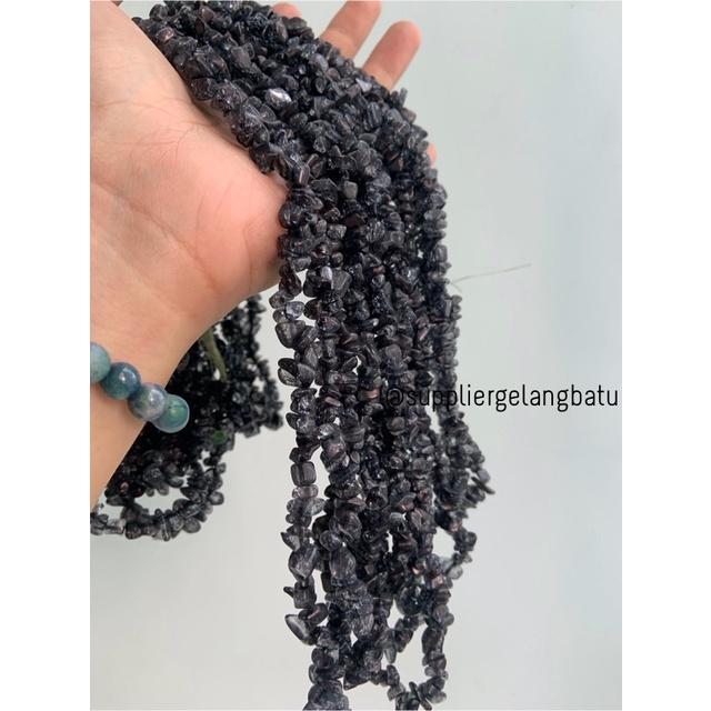 kerikil Batu BLACK QUARTZ kuarsa hitam 1cm kilap renteng aksesoris