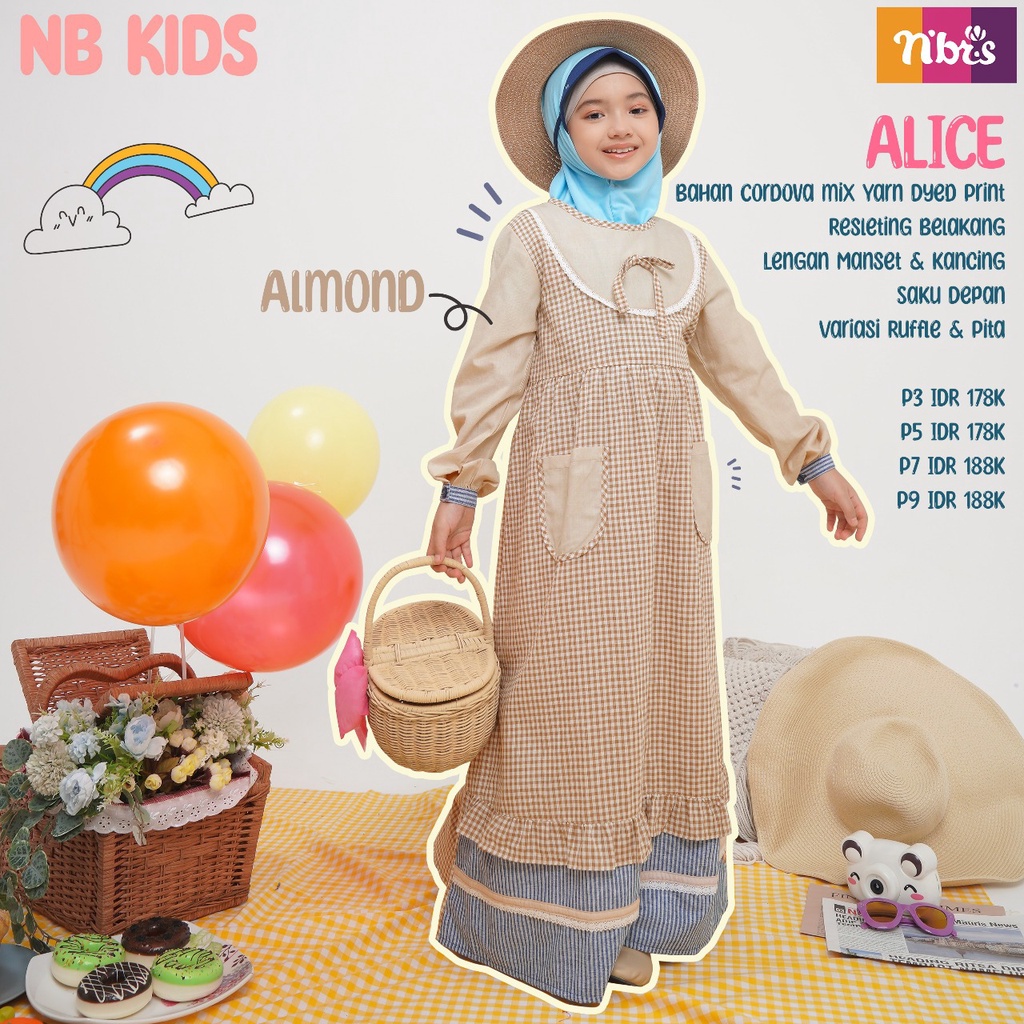 NIBRAS GAMIS ANAK NB KIDS ALICE Bahan Cordova Gamis Anak Model Terbaru