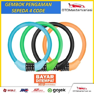 Kunci Gembok Sepeda  dan Helm  Portable Kode 4 Digit Kabel 