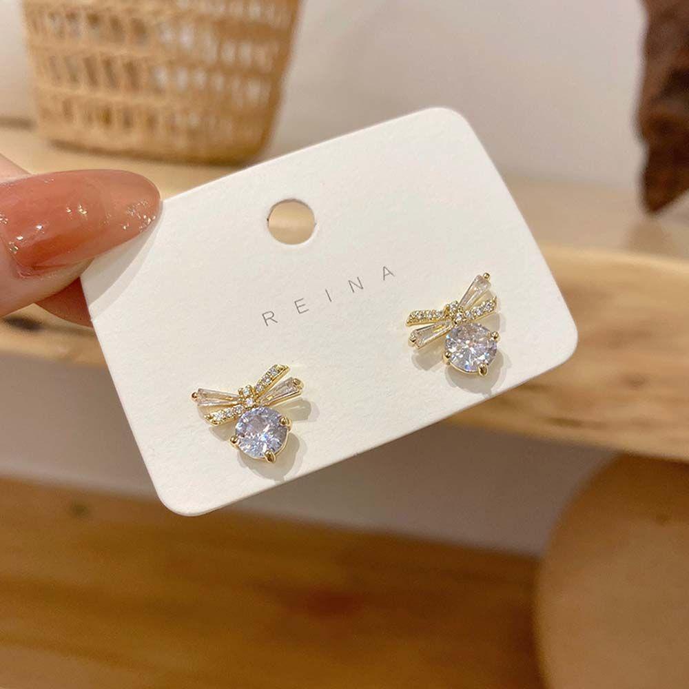 Mxbeauty Anting Busur Fashion Pesta Pernikahan Mutiara Ikatan Simpul Gaya Korea Berlian Imitasi Stud Earrings