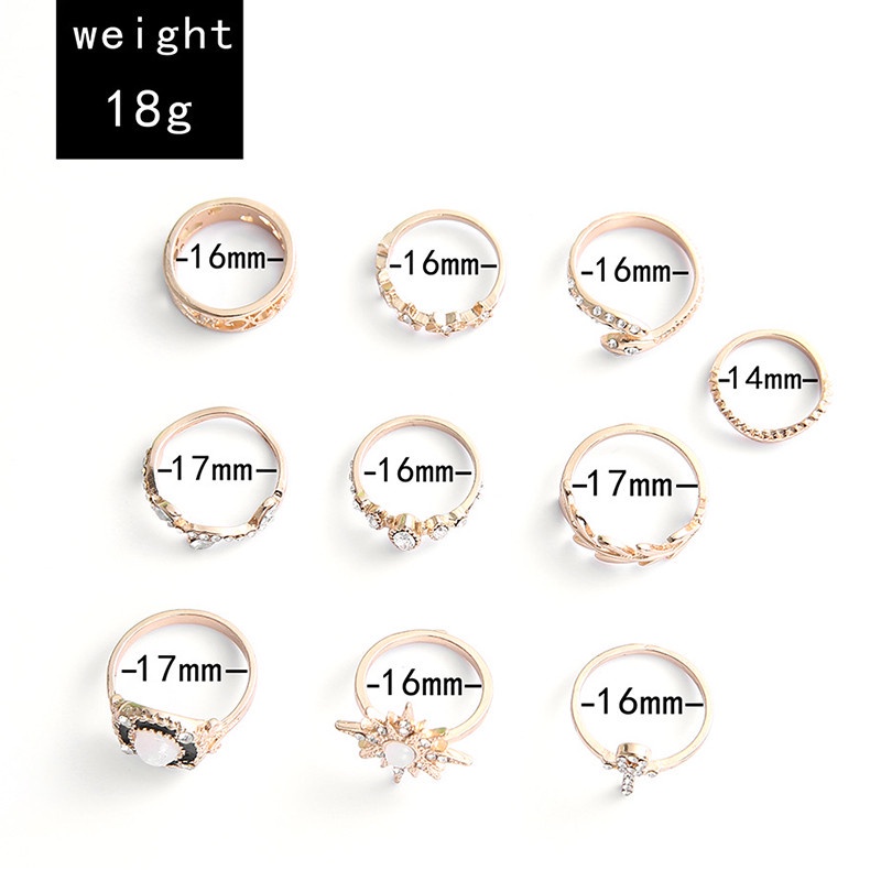 10pcs / Set Cincin Bentuk Ular Gaya Bohemian Untuk Wanita