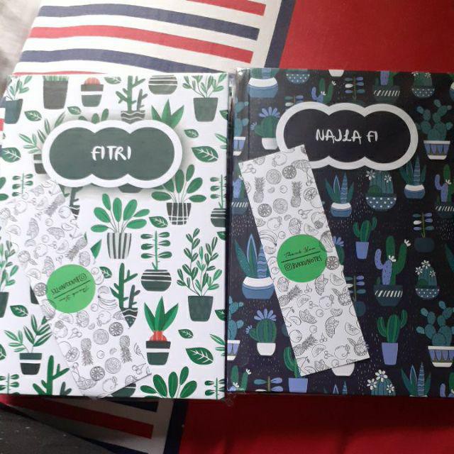 

Custom Nama Tumbuhan n Daktus Buku Hard Cover Premium Notebook Catatan Book