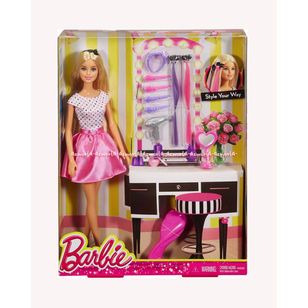 Barbie Style Your Way Original Mainan Boneka Berbie Set Mainan Salon