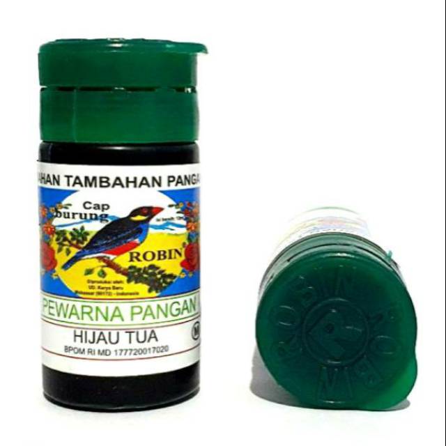 

3 PCS Bahan Kue Pewarna Makanan Berkualitas Cair 12 ml Hijau Tua Robin / Food Coloring / Makassar