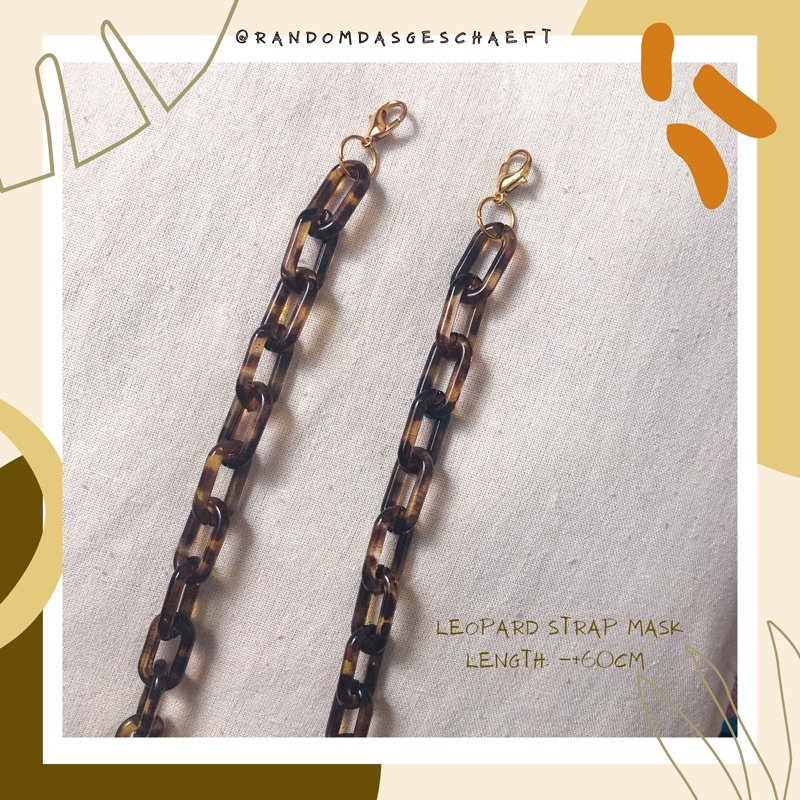 Full Chain Acrylic Leopard Strap Mask / Chain Mask Murah / Rantai Masker Akrilik Korea
