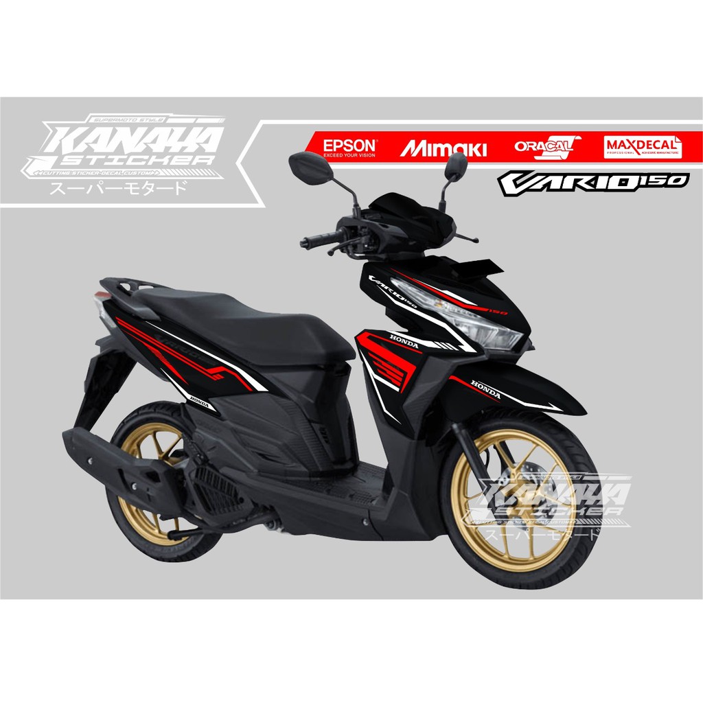 Sticker Cutting Vario 150 Striping Honda Vario 150 Desain Terbaru Warna Merah Kombinasi Putih